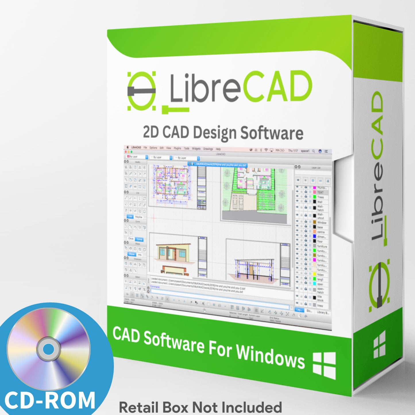 Libre Cad for Windows - 2D CAD Computer Aided Design Full Software Package