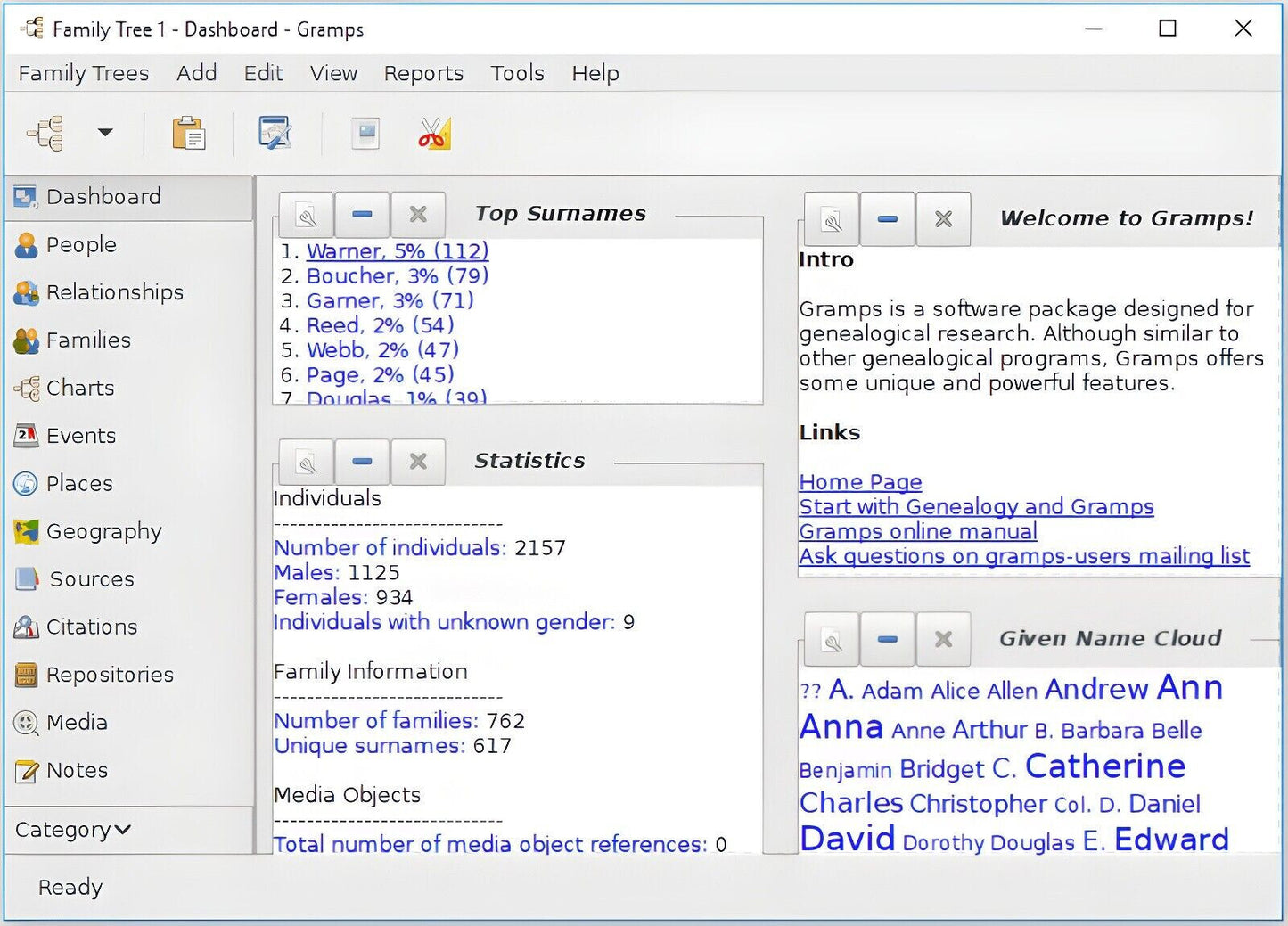 Gramps Family Tree Maker Software for Windows - Genealogy Ancestry Research