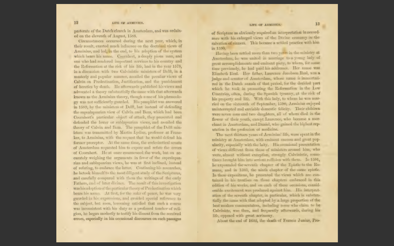 The Works of James Arminius, 1853 Edition, 3 VOLUME E-Book Set
