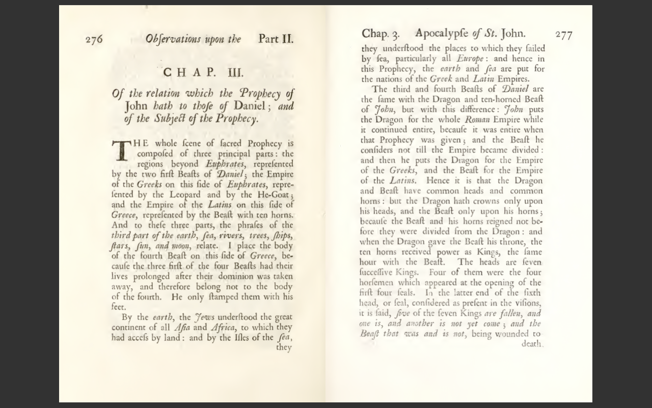 Observations Upon the Prophecies of Daniel & Apocalypse by Sir Isaac Newton 1733 PDF E-Book