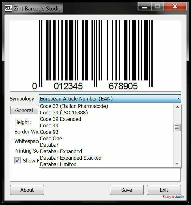 Zint Barcode Generator - UPC QR Code Creator Software - 50+ Formats - Windows CD