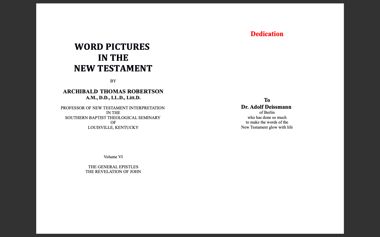 Word Pictures in the New Testament by AT Robertson (PDF E-Book Set ) ALL 6 Volumes