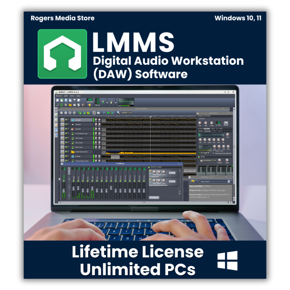 LMMS Pro Music Production Software for Windows - Multi Track Audio Editing & Mixing DAW