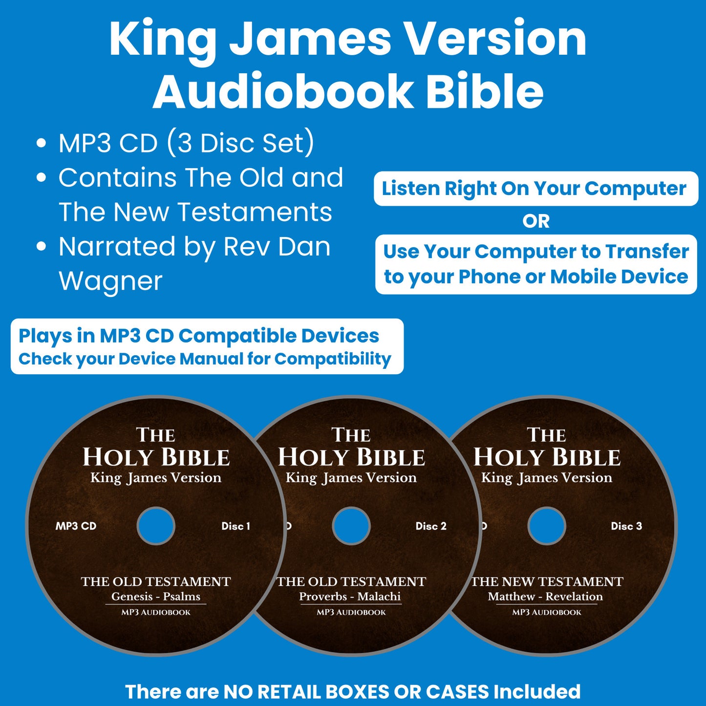 King James Version Audio Bible Christian Audiobook KJV All 66 Books on MP3 CDs