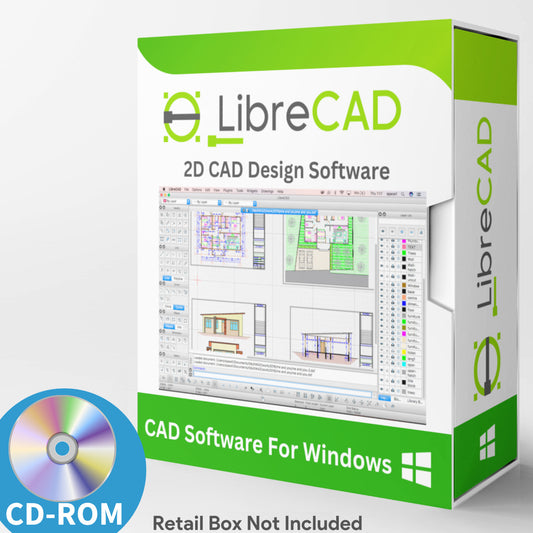 Libre Cad for Windows - 2D CAD Computer Aided Design Full Software Package on CD