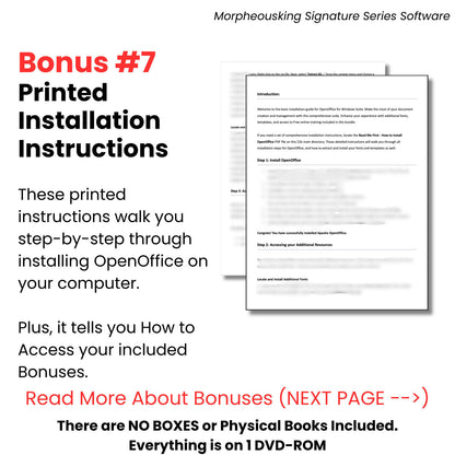 Apache Open Office 2023 Professional Ultimate Edition Bundle on DVD Bonus #7 Printed Installation Instructions