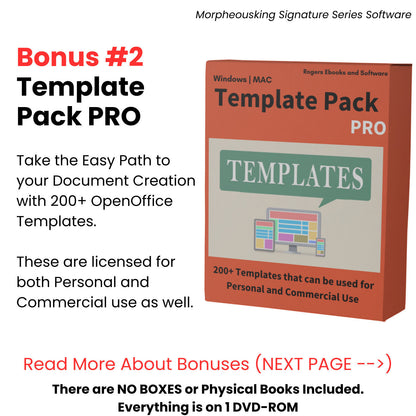 Apache Open Office 2023 Professional Ultimate Edition Bundle on DVD Bonus #2 Template Pack Pro Over 200 Additional Templates for Open Office