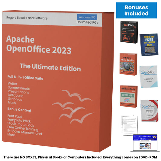 Apache Open Office 2023 Professional Ultimate Edition Bundle on DVD