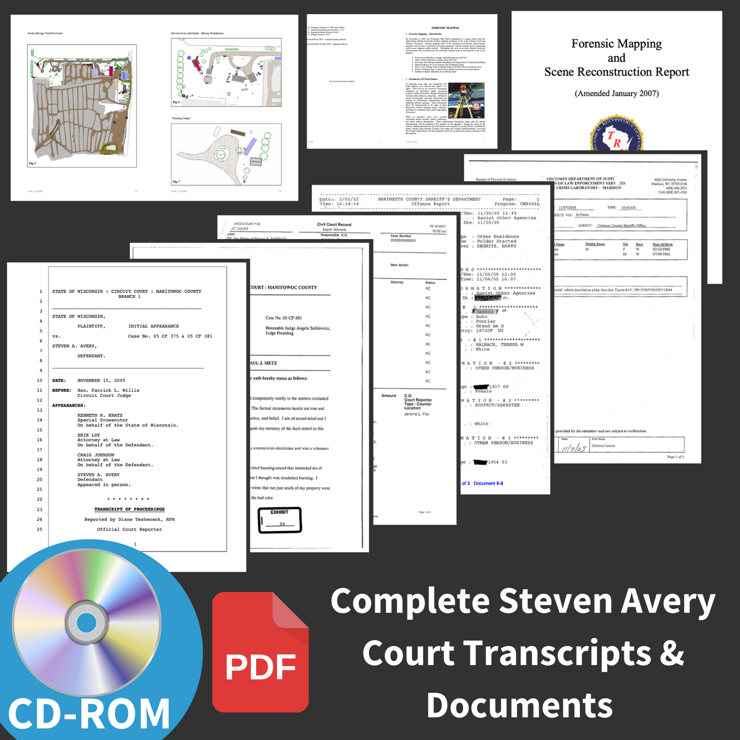 Complete Steven Avery Court Transcripts - Making a Murderer Trial eBook on CD