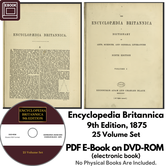 ENCYCLOPEDIA BRITANNICA, 9th Edition from 1875, 25 volume set of E-Books on DVD