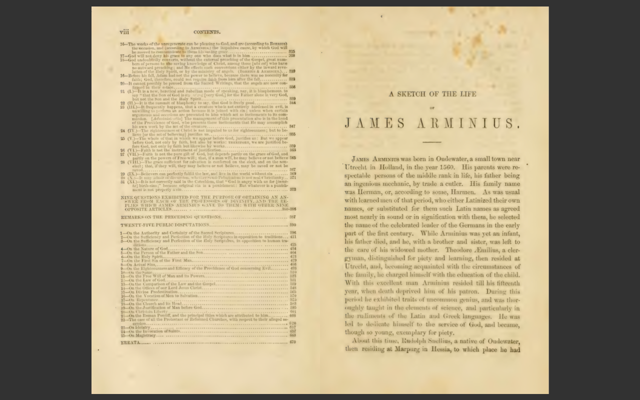 The Works of James Arminius, 1853 Edition, 3 VOLUME E-Book Set