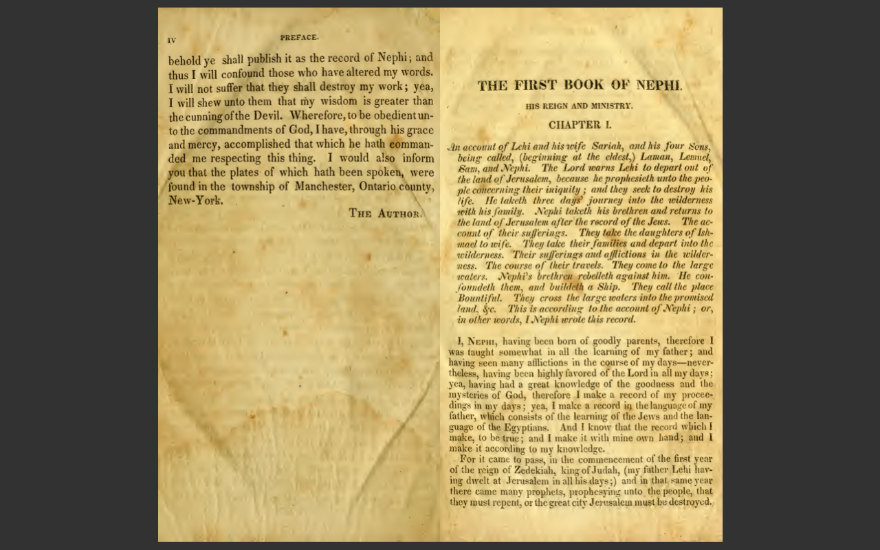 The Book of Mormon by Joseph Smith, 1830 Edition, E-Book + MP3 Audio Book DVD