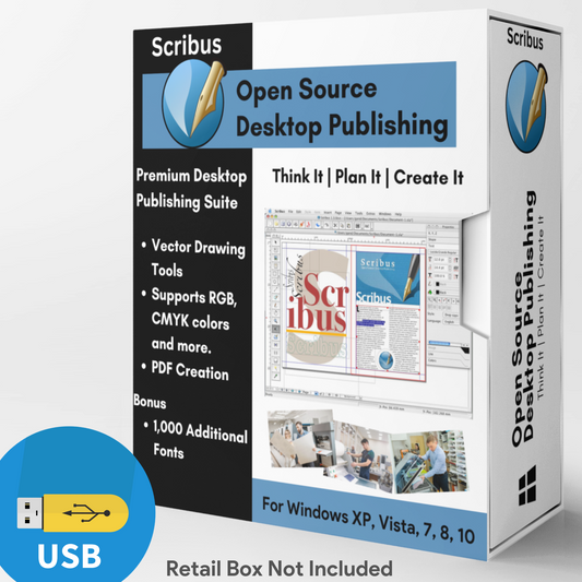 Scribus Desktop Publisher, Professional Publishing & Print Design Software Program for Windows on USB
