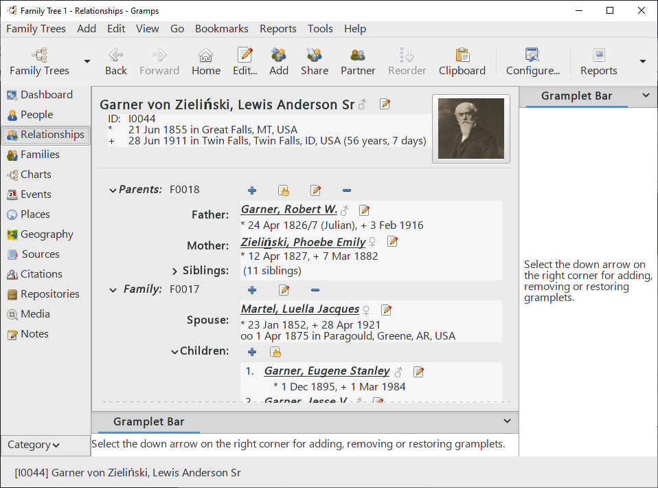 Gramps Family Tree Maker Software for Windows - Genealogy Ancestry Research