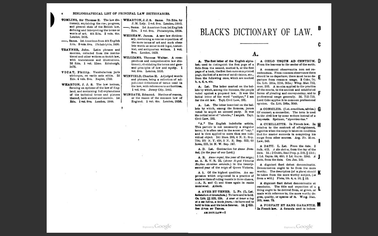 BLACK'S LAW DICTIONARY, 1st Edition 1891 and 2nd Edition 1910 Law Book (E-Book) on CD-ROM