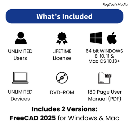FreeCAD 2025 Professional CAD 2D 3D Parametric Graphic Modeling Software for Windows & Mac