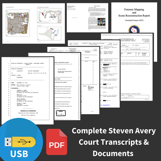 Complete Steven Avery Court Transcripts - Making a Murderer Trial eBook on USB