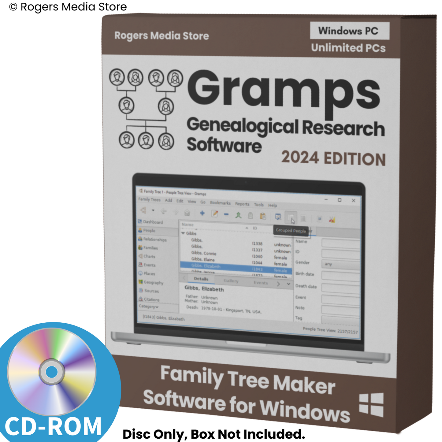 Gramps Family Tree Maker Software for Windows - Genealogy Ancestry Research
