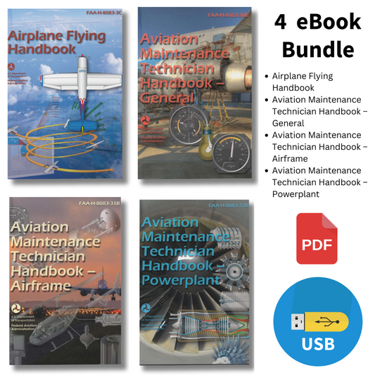 FAA Airplane Flying, Aviation Maintenance Technician Airframe, Powerplant Manuals E-Book on USB