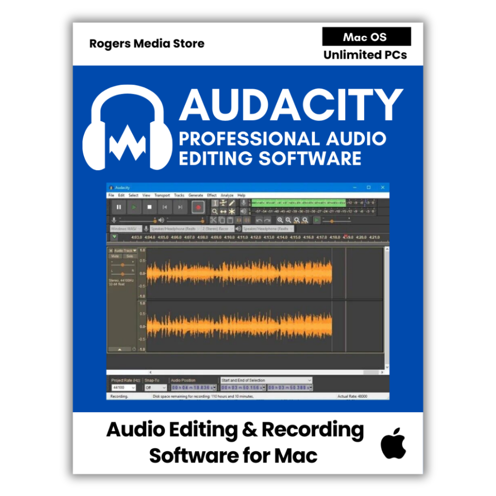 Audacity Professional Audio & Music Editing Recording Software for MAC