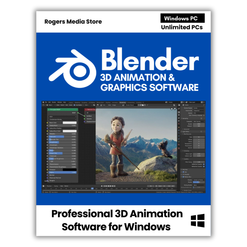 Blender PRO 3D Graphic Design, Animation, Video Game Creation Software for Windows
