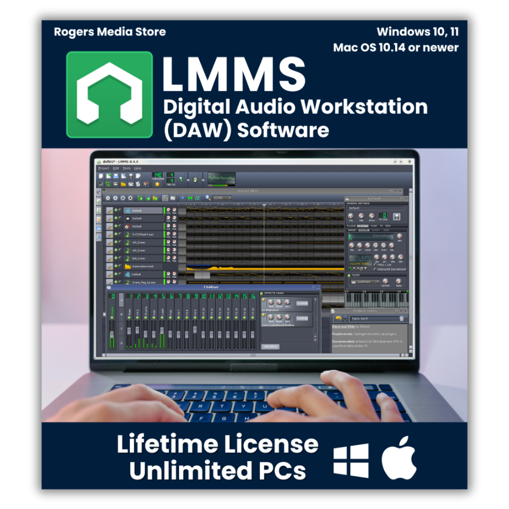 LMMS Pro Music Production - Multi Track Audio Editing & Mixing DAW Software